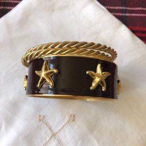 KEP Enamel and 18k Gold Plated Starfish Brown Bangle